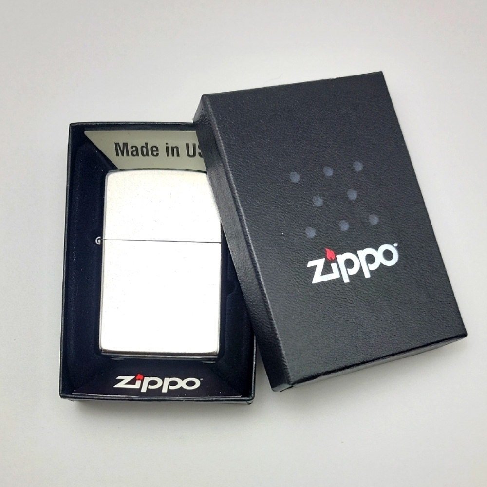 New Zippo Stainless Steel Wind Proof Pocket Lighter in Black Box